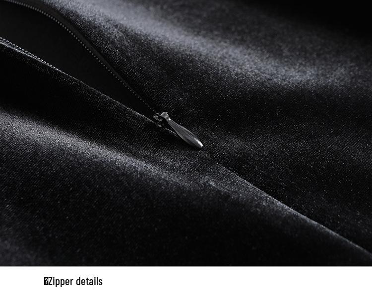 Velvet High-Waist Slit Pencil Skirt - 2025 Winter Collection