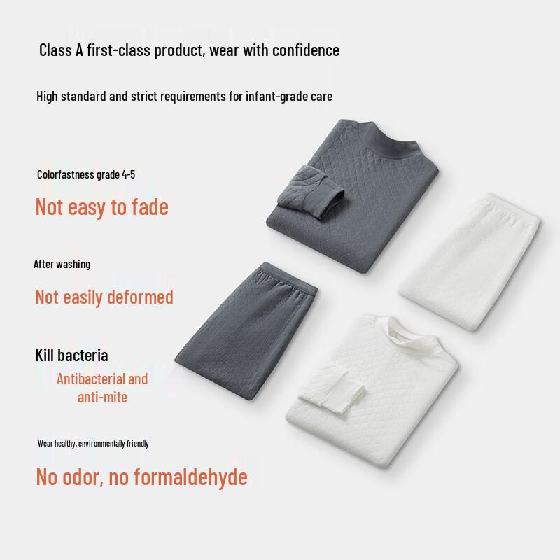 Yiershuang Men's 100% Cotton 3-Layer Thick Thermal Set