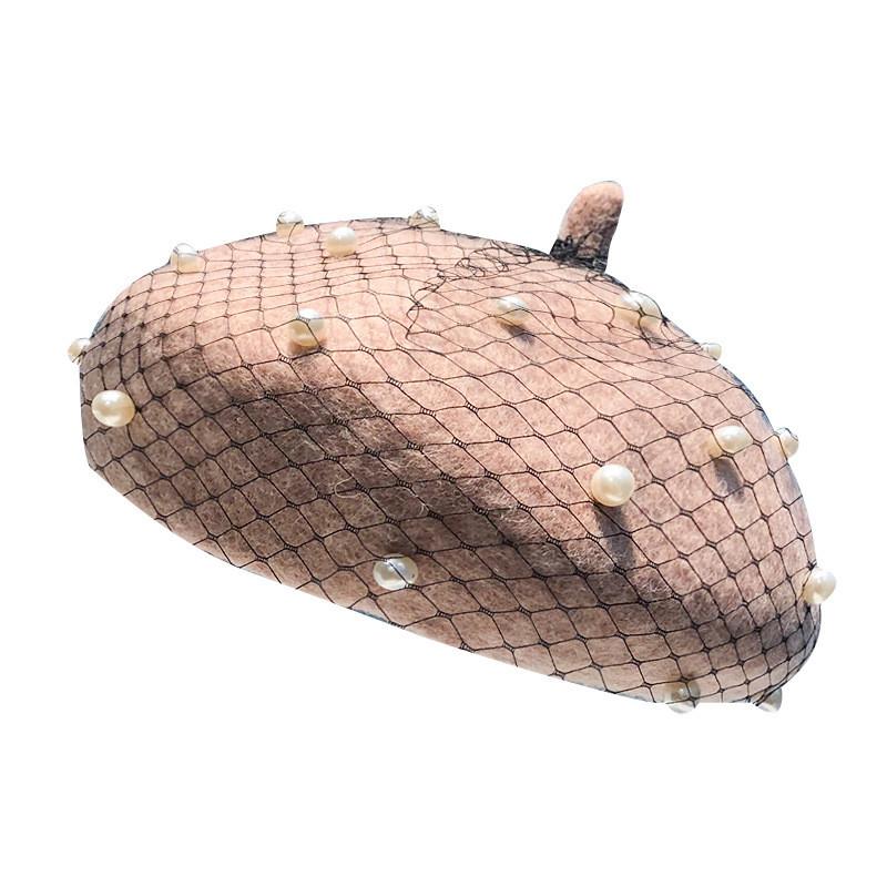 French Style Mesh Beret Hat For Women With Polyester Fabric And Fashionable Ol Look