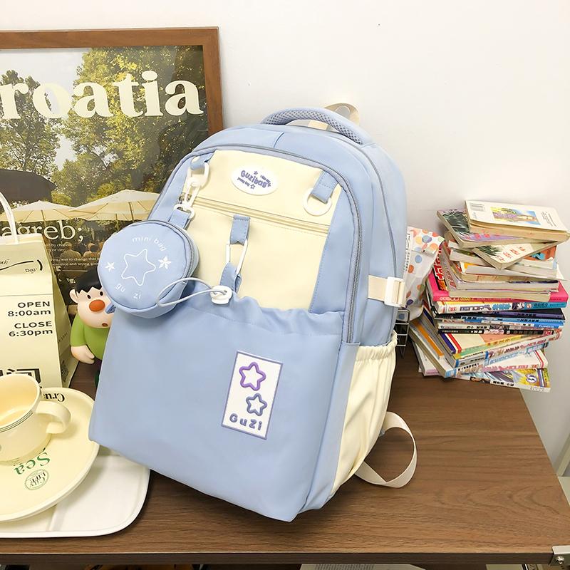 Dámský batoh Color Block pro studenty střední školy Schoolbag Star Velkokapacitní batoh