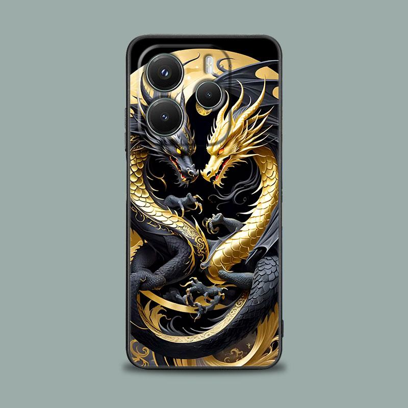 Phone Case for Xiaomi Redmi 15C 14C 12C 13C Redmi Note 15 14 13 12 11 10 Pro Plus 5G 12S Silicone Cover Cute Black White Dragon