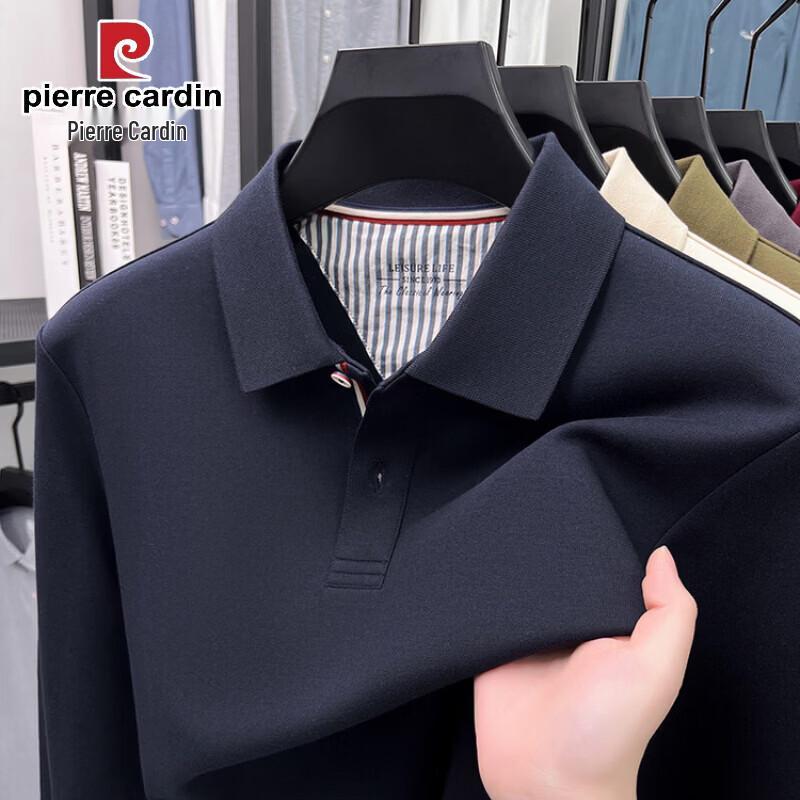 Pierre Cardin Men's Solid Long-Sleeve Lapel Polo Shirt
