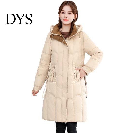 Multiple Pocket Cotton Jacket Lady Winter Down Coat Thickened Padded Hooded Pockets Zipper Closure Knee Mid-length Length Windproof Heat Retention