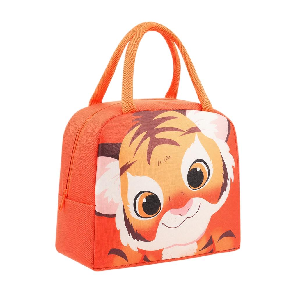 Oxford Fabric Cartoon Lunch Bag Portable Handheld Insulated Lunch Tote for Kids and Adults with Zipper Closure and Easy Carry Handles