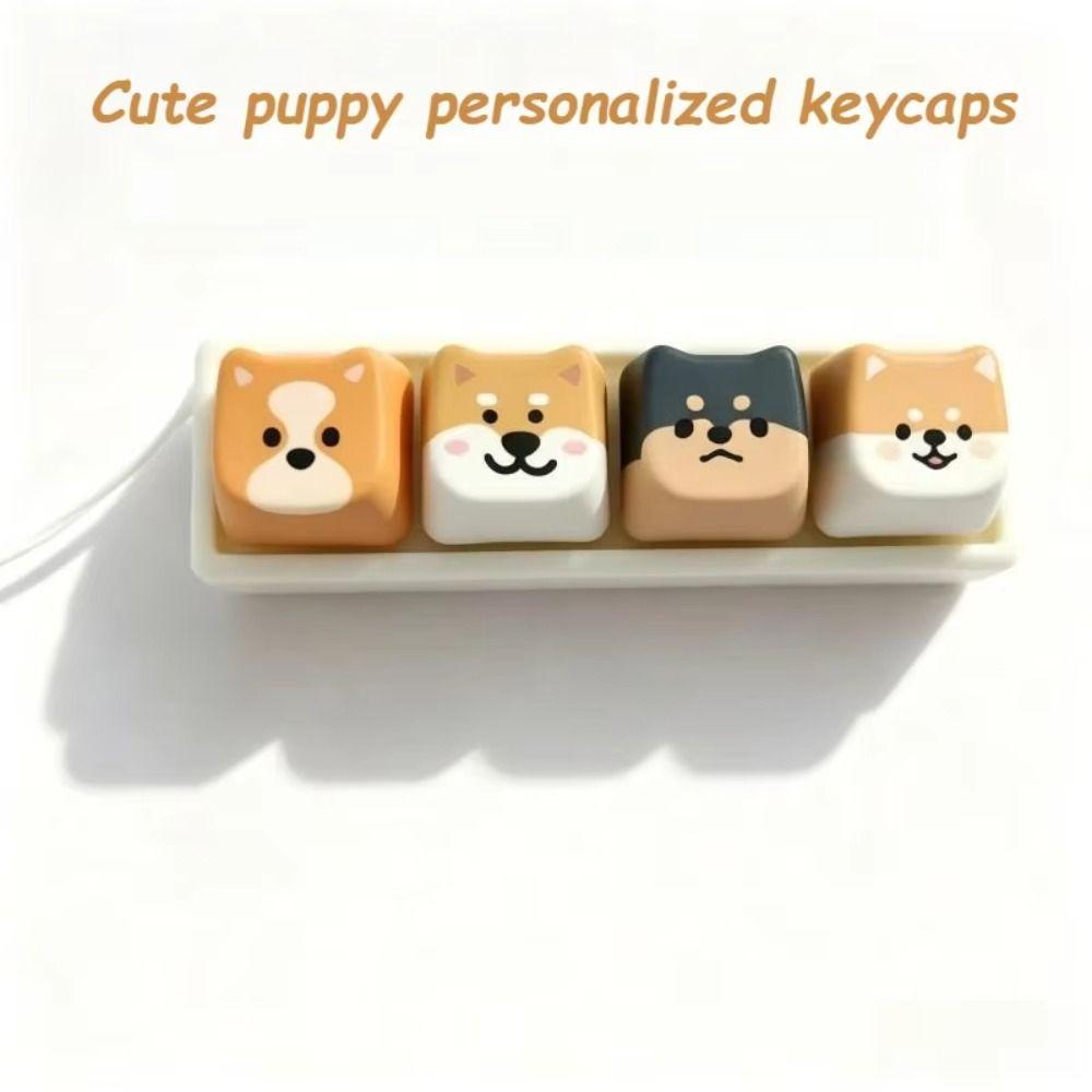 Süße Tier Hundewelpen Schlüsselanhänger Shiba Inu Tastenkappe Schlüsselanhänger Tastatur Schlüsselring Schreibtischzubehör