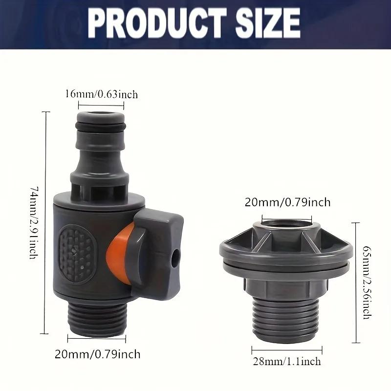 

PVC Water Barrel Adapter Suit Durable Water Tank Adapter with Valve Quick Installation Rainwater Collection Connector Kit