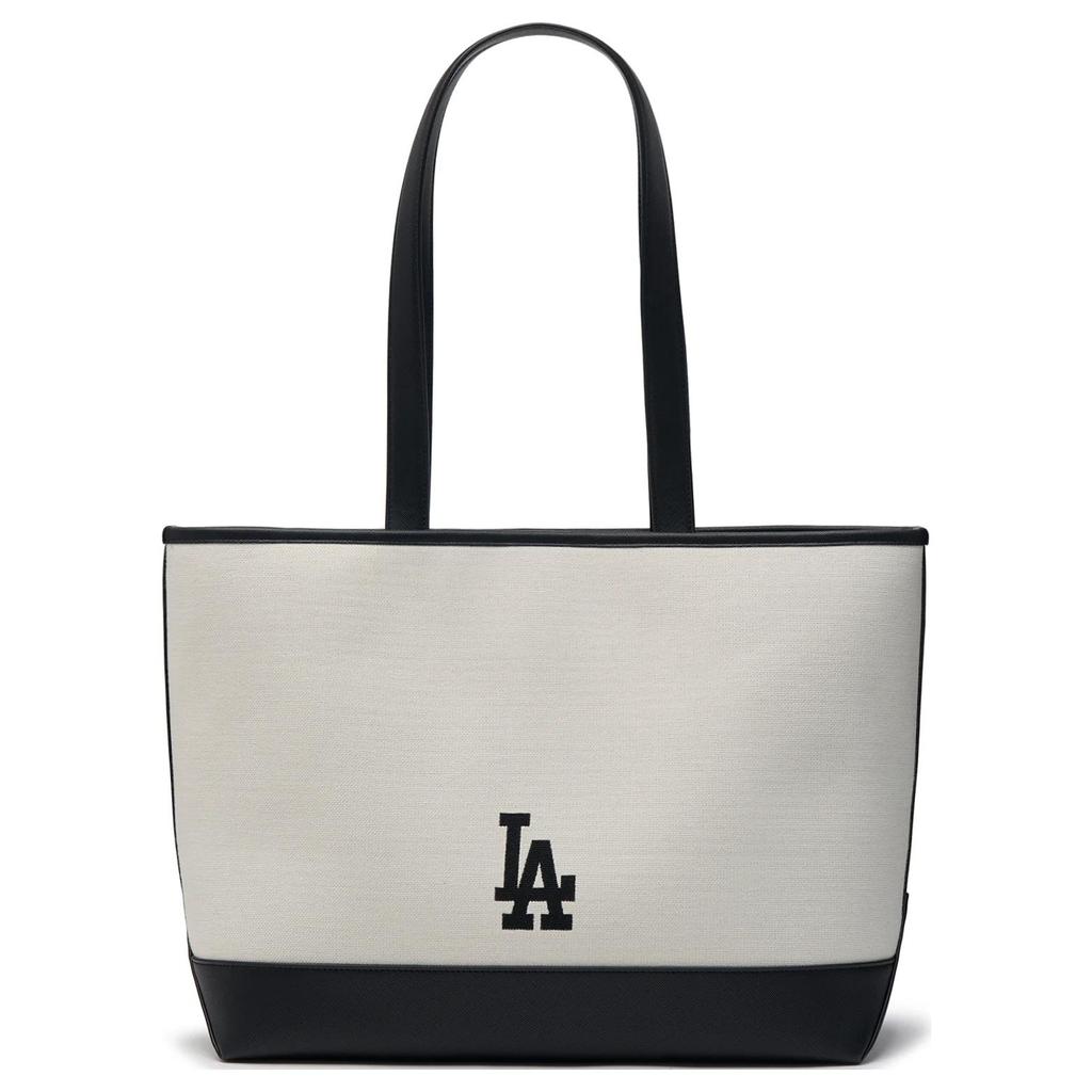 New MLB Polyester Blended Cotton Tote Travel Bag Student One Shoulder Handbag Regular Unisex Cream 3AORL104-07CRM