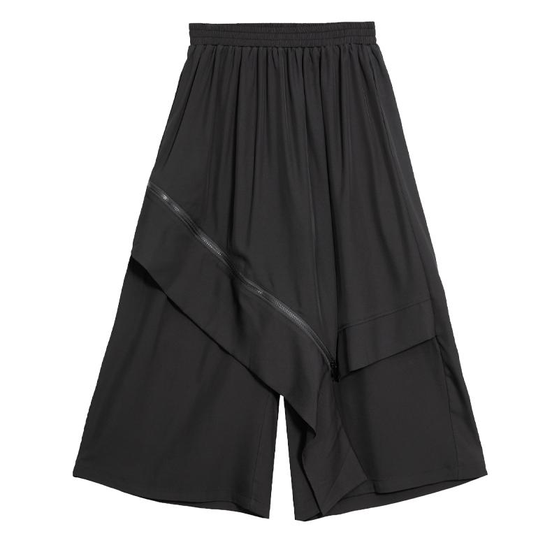 Black Plus Size Spring Summer Autumn High Waist Wide Leg Skirt Pants Women Loose Casual Trousers