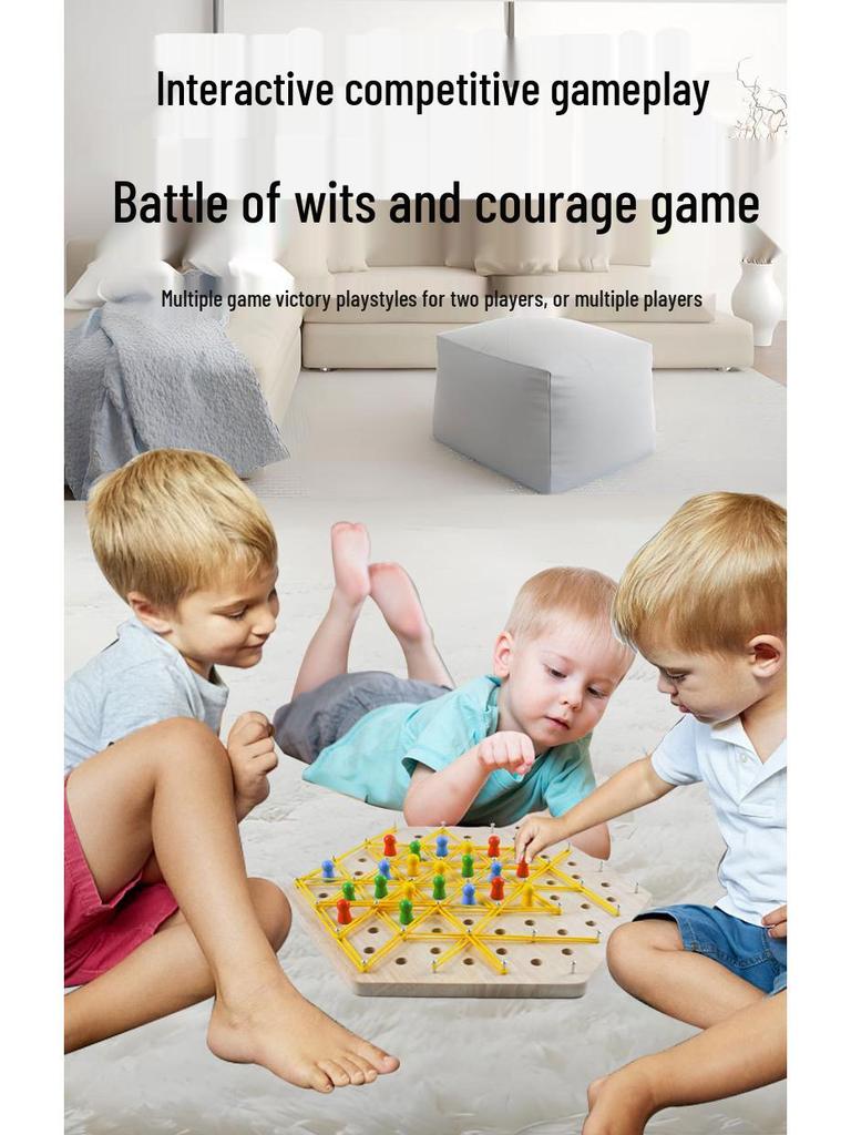 Wooden Triangle Chess Board Game - Parent-Child Interactive Educational Toy