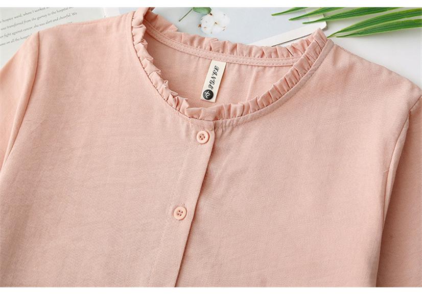 2026 Spring Plus Size Elegant Long Sleeve Shirt with Ruffle Collar