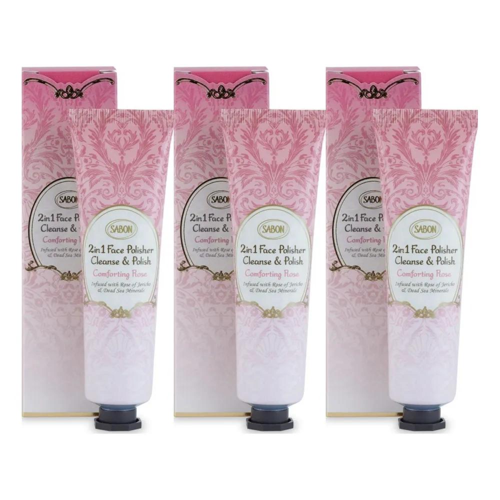 Sabon 2-in-1 Jelly Face Polisher Scrub Comforting Rose 60ml 3 Pieces