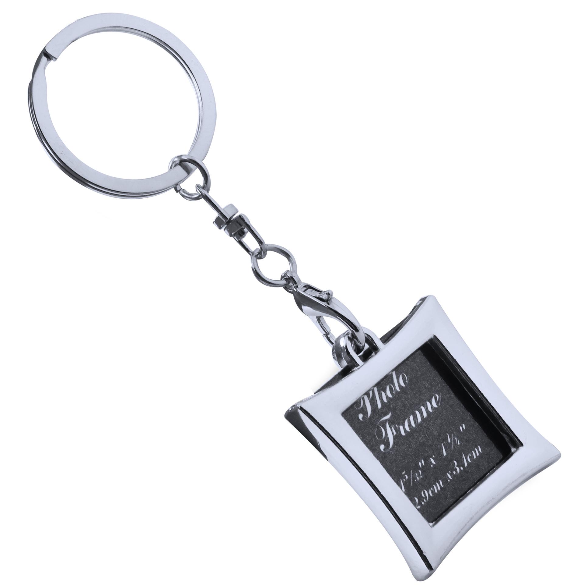 Customizable Metal Mini Photo Frame Keychain: Engravable Wedding Studio Gift with Logo Option