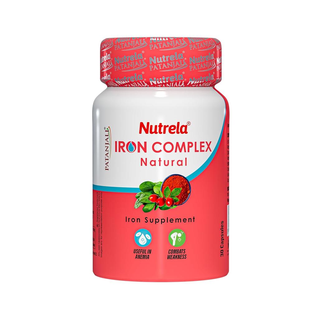 Nutrela Ijzercomplex Vegetarische Natuurlijke Capsules 30 Stuks Pak van 1 voor Energie & Vitaliteit Boost