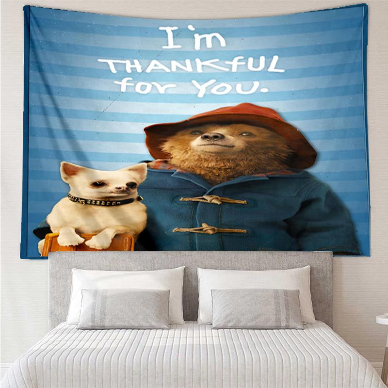 Red Hat Bear In The City Tapestry, Unique Design Tapestry, Wall Decor for Bedroom,Livingroom, Playroom,Heartwarming Fan Holiday Gifts