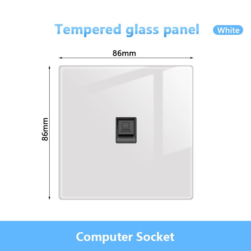 White LED Indicator Light Switch Panel Glass Piano Key Self-reset Wall Switch socket,UK FR EU Universal USB Electrical Outlet