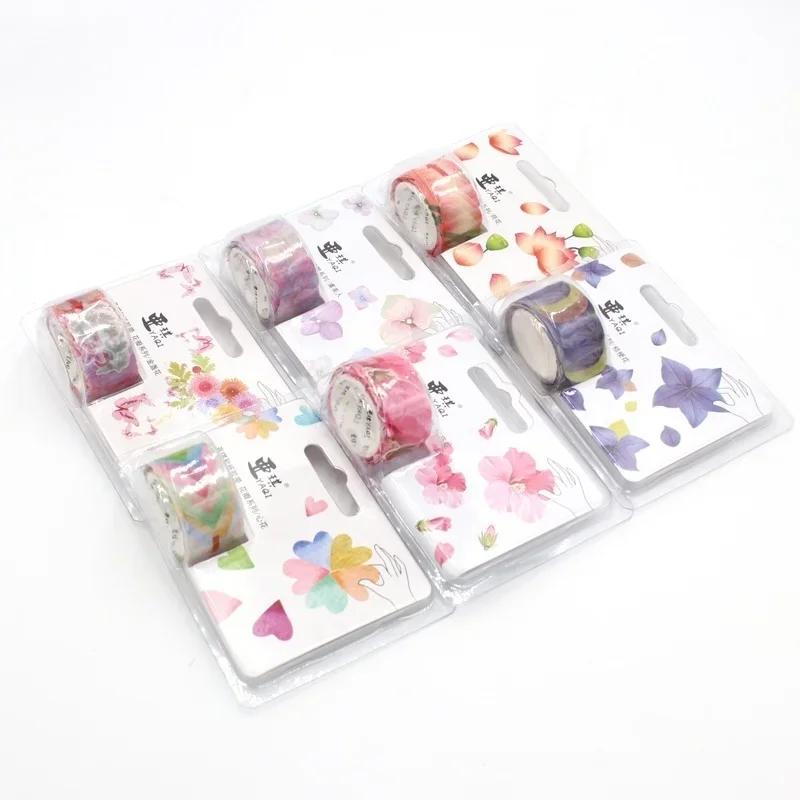 1 Rolle Zufällige Lieferung 200 Stück Blütenblatt Washi Tape Wandaufkleber DIY Geschenkpapier Scrapbook Notizblock Aufkleber Masking Deko Tagebuch