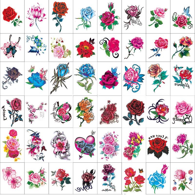 Waterproof Black Rose & Butterfly Tattoo Stickers - Feminine, Fresh, Scar-Cover Designs