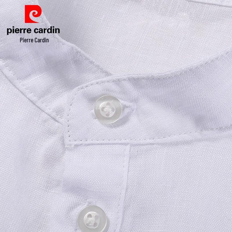 Pierre Cardin Men's 100% Linen Stand Collar Short Sleeve T-Shirt