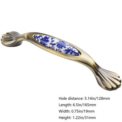 1 Stück Porzellanblumen Möbel Blau und Weiß Mode Kreativ Türgriff Kommode Schrankgriffe Zuggriffe Schubladengriffe