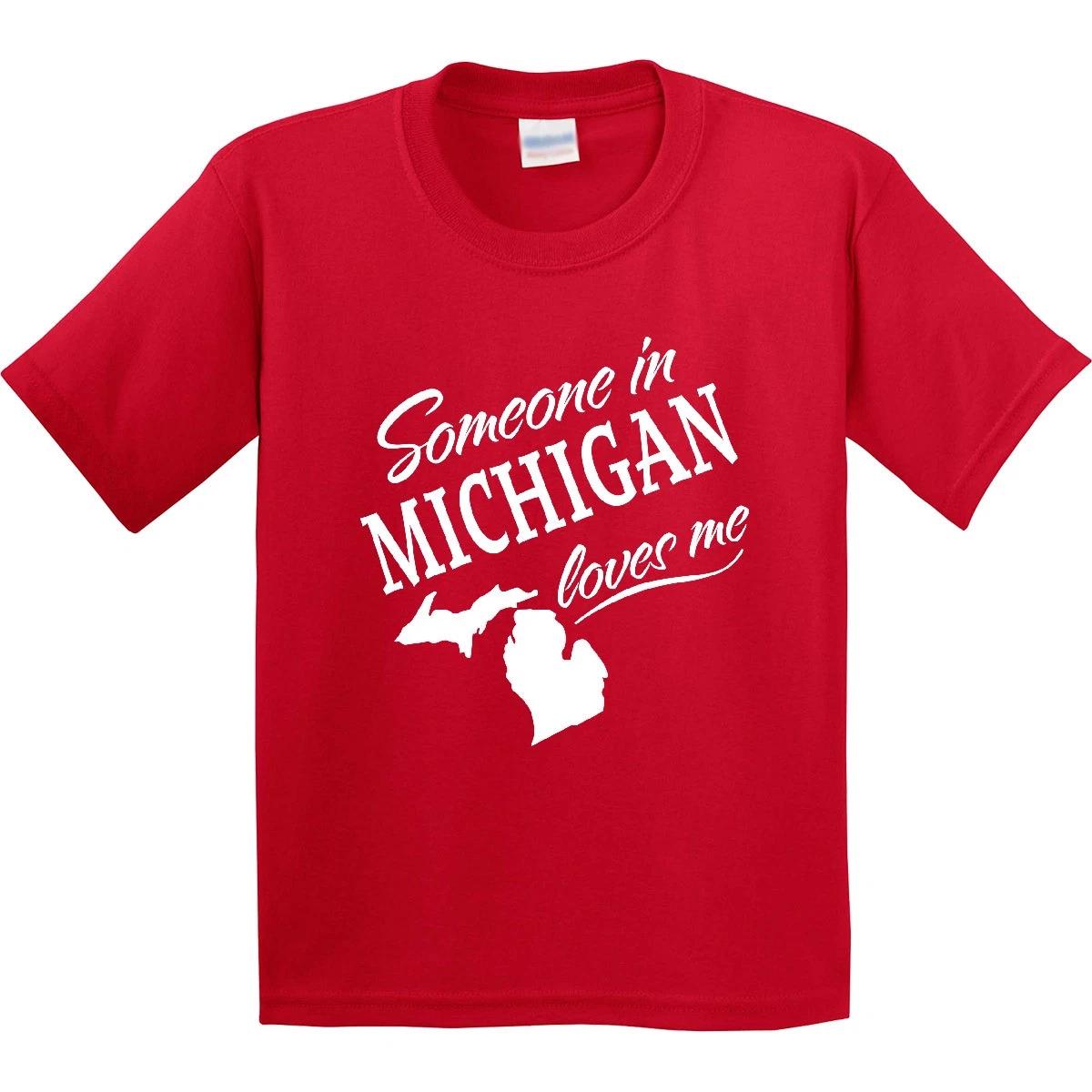 Inktastic Someone In Michigan Loves Me Youth T-Shirt Home Family Grandparents 100
