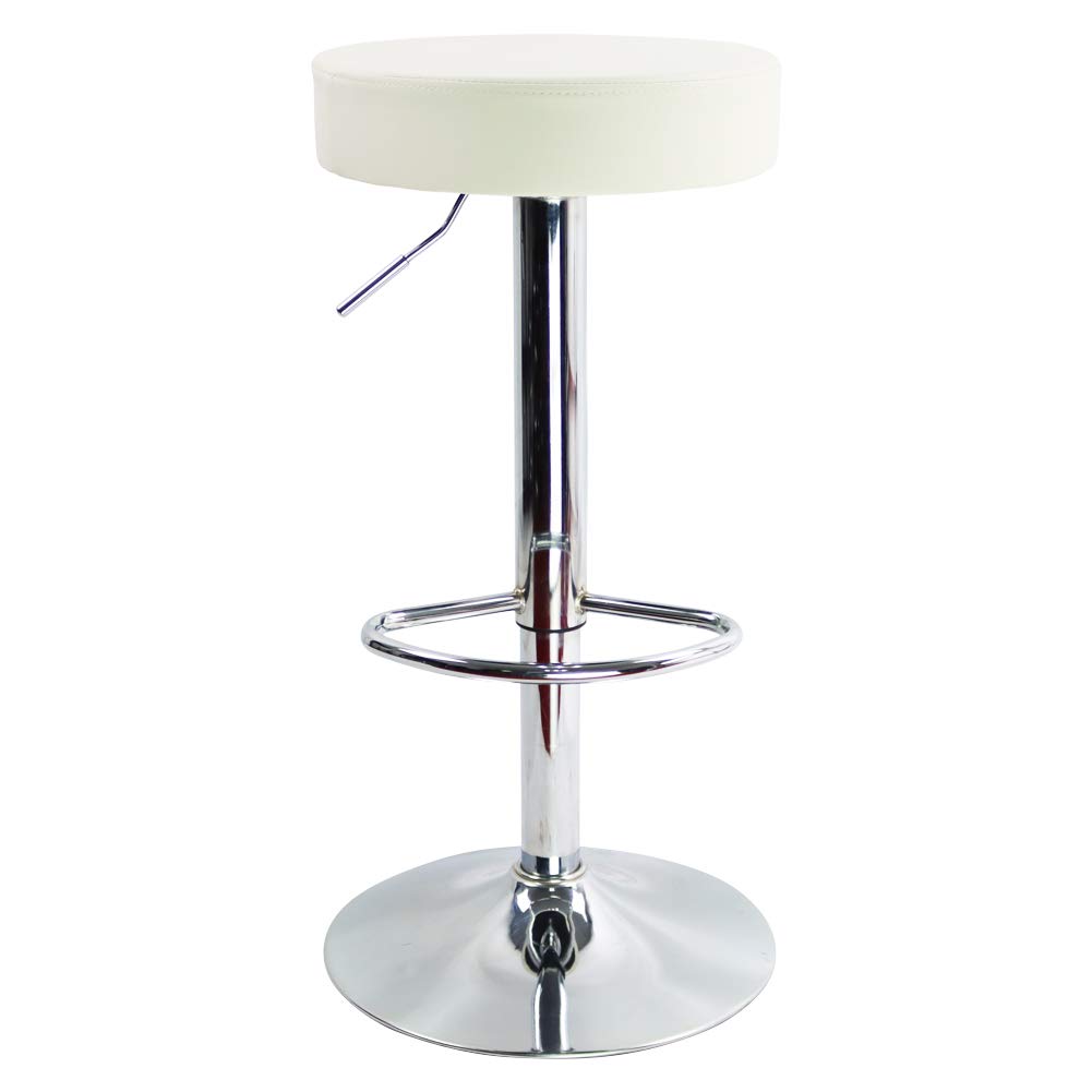 KKTONER Adjustable Height Swivel Bar PU Leather with Round Suitable for Home Kitchen White Stool, Footrest, Chair, Countertops, Medium,