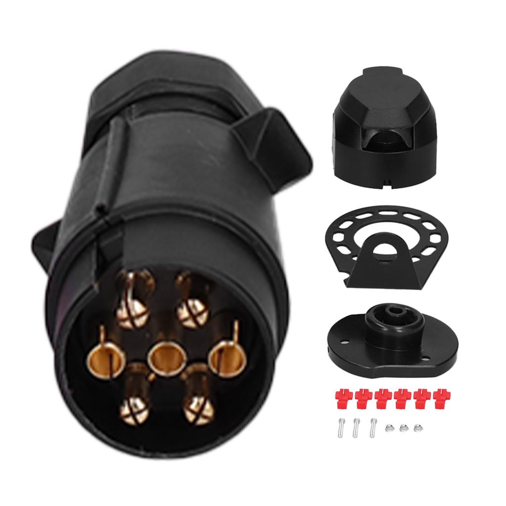 7 Pin Trailer Plug Connector Wiring Adapter Copper Contact for Commercial Vehicle Trailer RV Car
