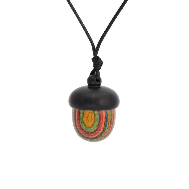 Wooden Acorns Pendant Necklace Choker with Wax Rope Men Women Ethnic Style Storage Pendants Necklaces Jewelry Accessory