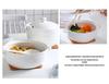 Double Ear Ceramic Soup Bowl Set with Lid - Microwave Safe, Includes Large Spoon and Tureen, Pure White, Creative Design (8 Bowls)
