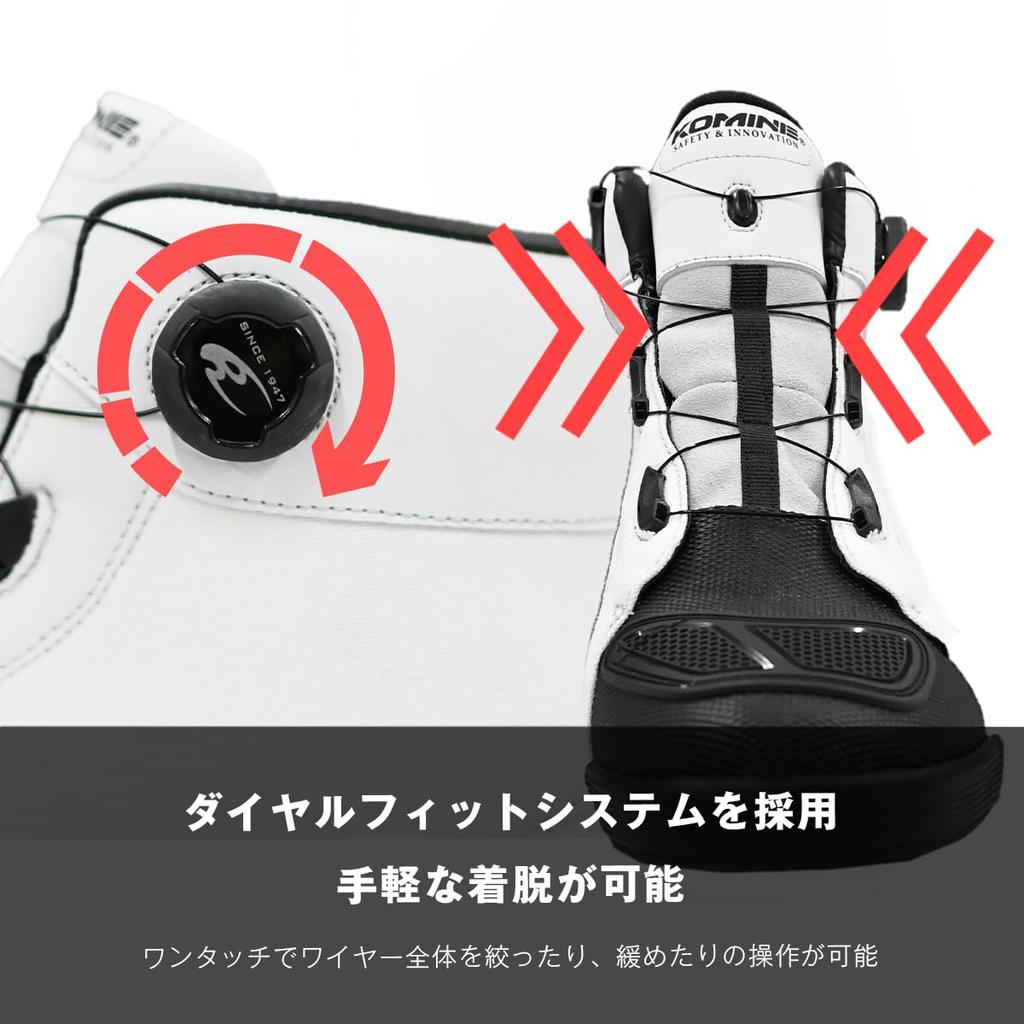 Komine 2025 Model Dial Fit WP Riding Wide Dial Size cm BK-301 Sneakers, Waterproof, Fit, Black, 25.5