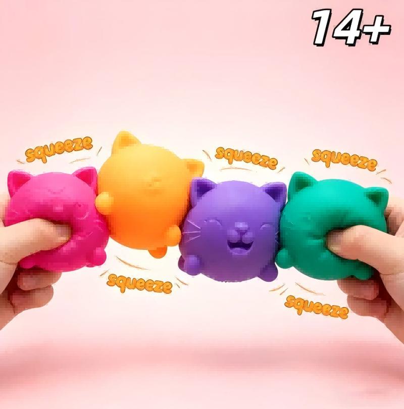 Schylling NEEDOH Cool Cat Squishy Toys Slow Rise Stress Relief Ball Sensory Fidget Toys for Adult Kids Anti-Anxiety Sensory Toys