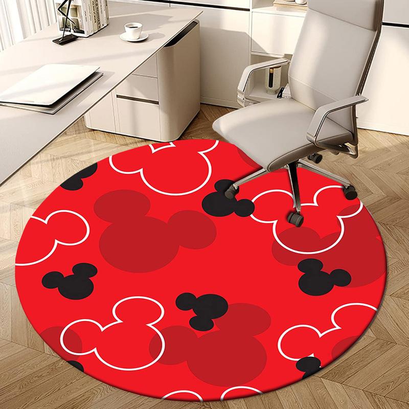 1pc Mickey Mouse Ears Pattern Round carpet, Made of Polyester,Perfect for Decorating Office Chairs, Living Rooms,fplt269