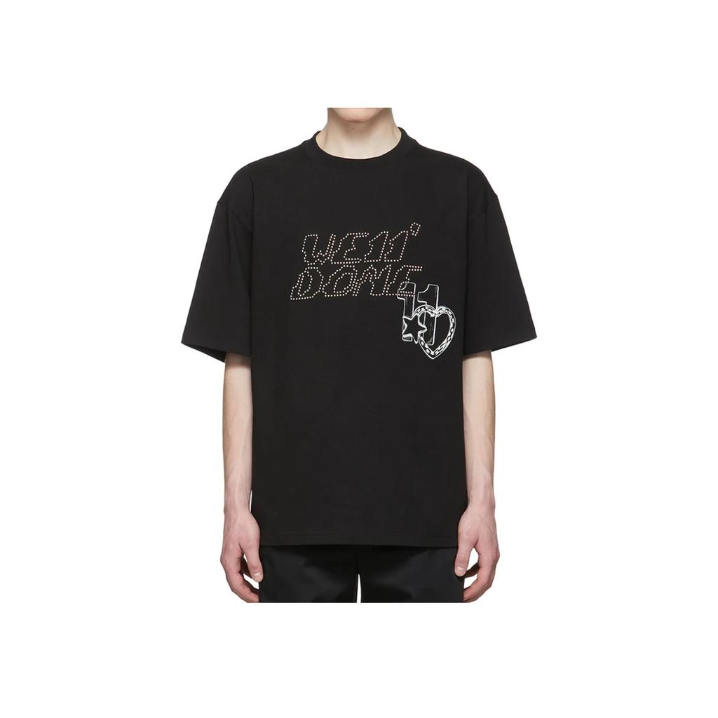We11done Ss22 Neon Logo Print Crew Neck Short Sleeve T-Shirt Unisex T-Shirts Black WD-TT1-22-690-U-BK