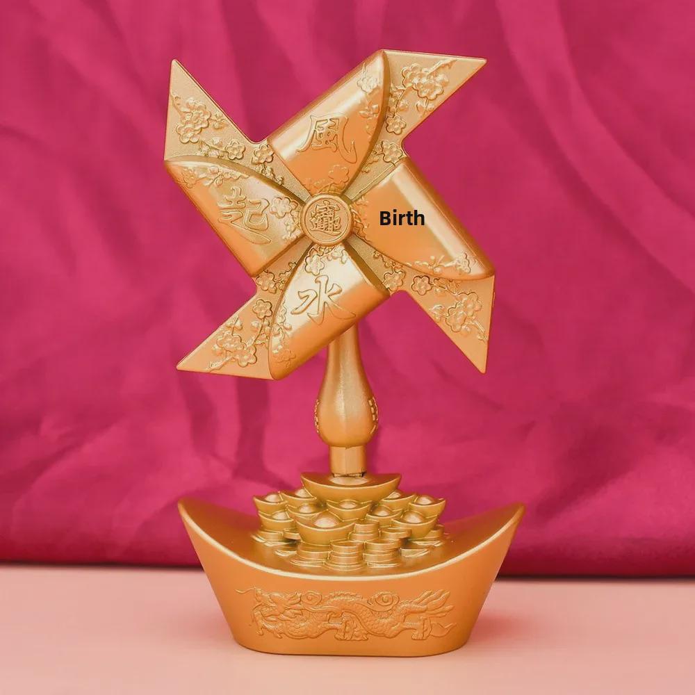 Fortune-Enhancing Yuanbao Windmill: Rotating Metal Feng Shui Desktop Ornament