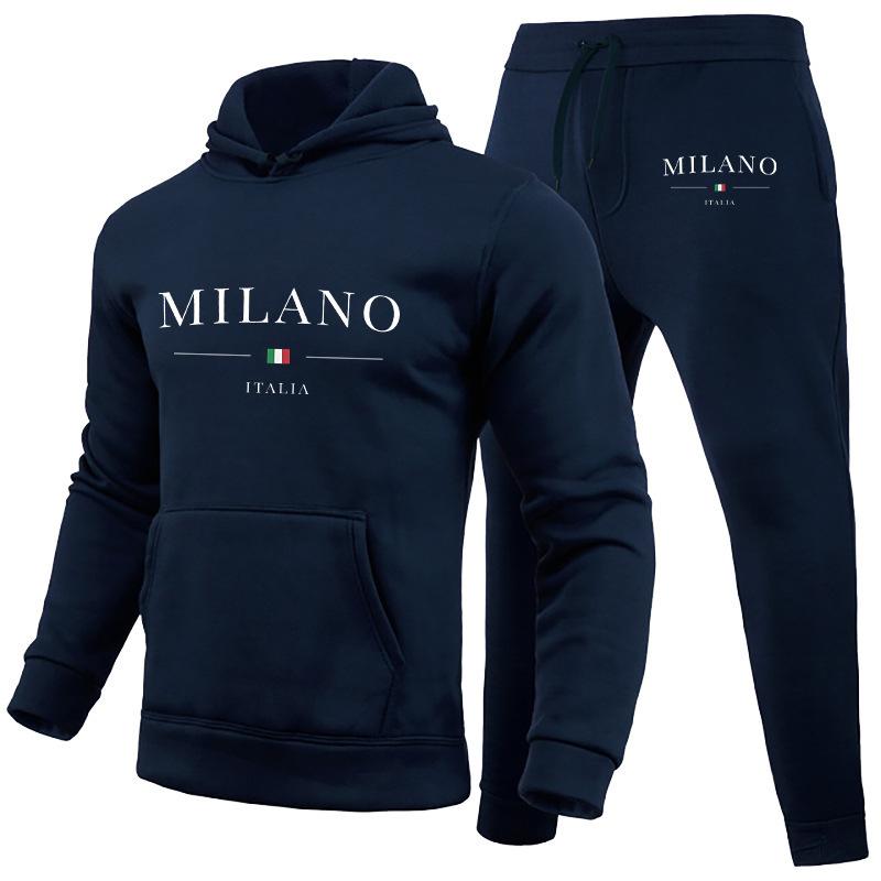 Men's Hoodie Set Milan Printed Sweatshirt Sweatpants Men's Hooded Top + Jogging Pants