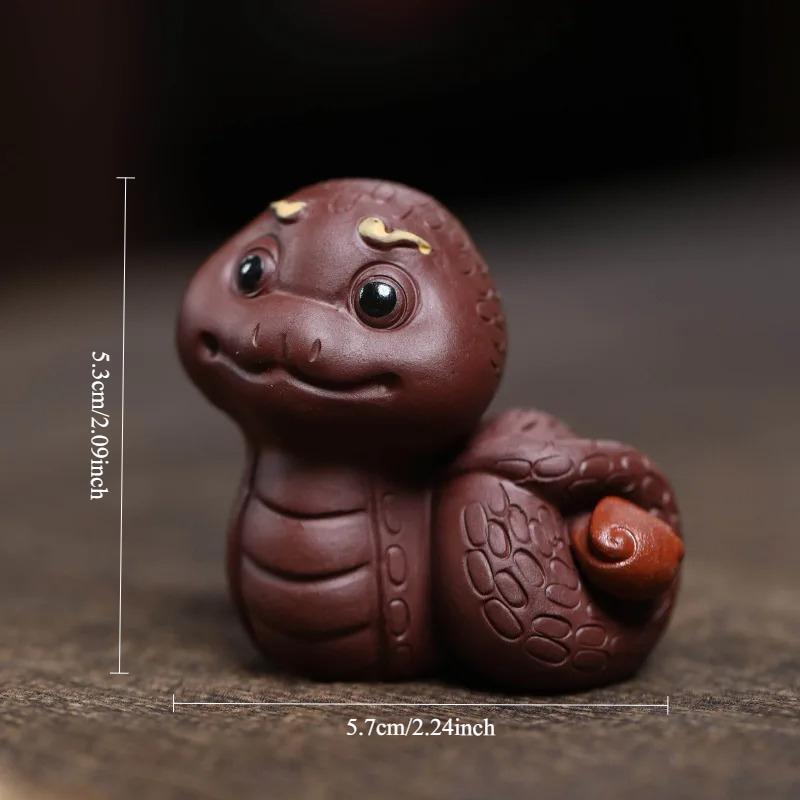 Purple Sand Tea Pet Household Teaware Decoration Lovely Art Tea Pet Creative Can Raise Tea Play Decoration Zodiac Snake Mascot