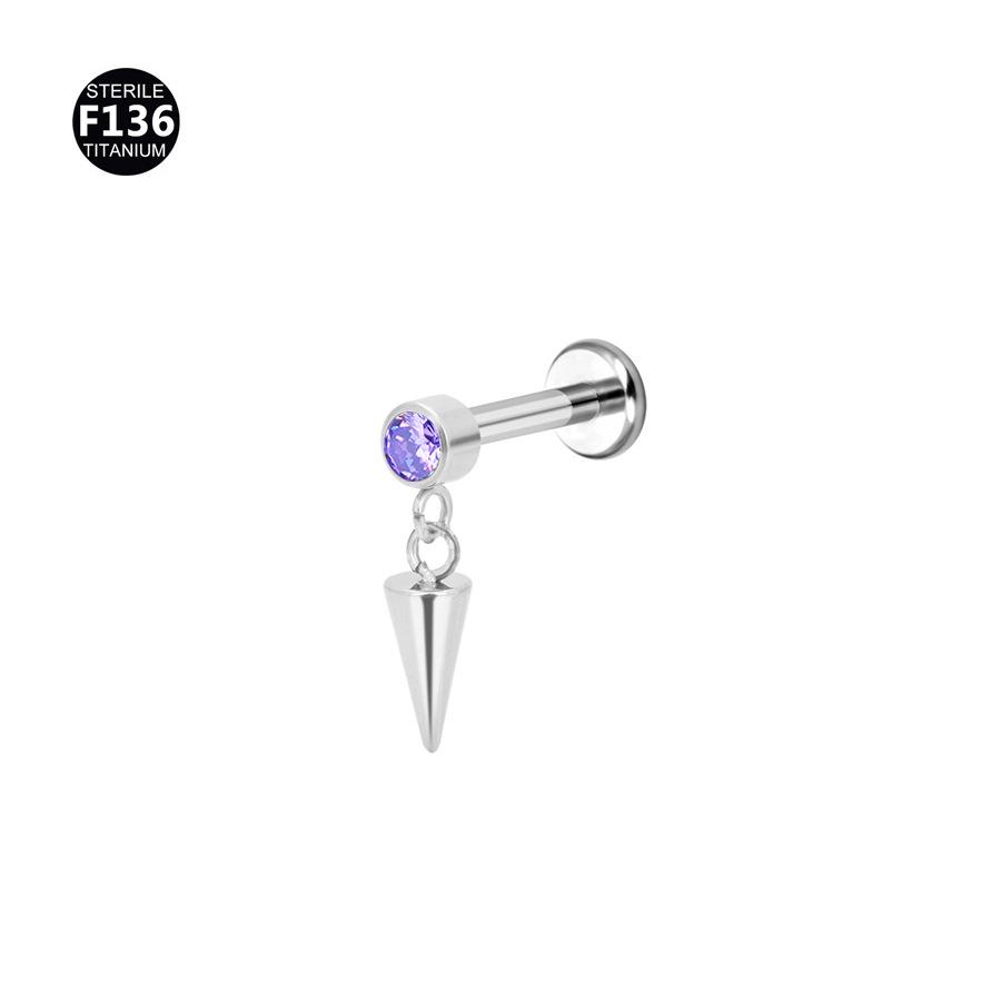 F136 Titanium Alloy 0.9 Tooth Pendant Earrings with Micro-Paved Zircon, Peach Heart, Star Piercing Studs