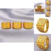 Stylish Square Lucky Wealth Men's Ring Adjustable Gold Plated Fashion Accessory