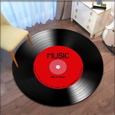Retro Record Music Disc Pattern Carpet Soft Round Blanket Non-Slip Mat CD Area Rug Living Room Bedroom Decor  Area Rug