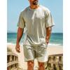 Herren Jogginganzug Trainingsanzug mit Kordelzug und Tasche Unifarbenes Lauf-T-Shirt
