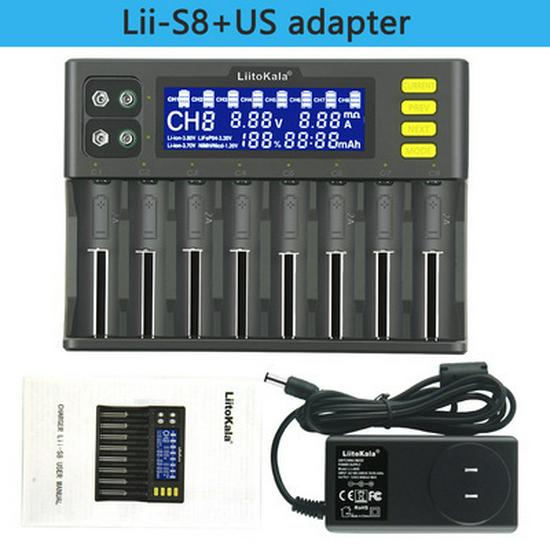 LiitoKala Lii-S8 18650 3.7V Lithium & 1.2V Ni-MH 3.2V Battery