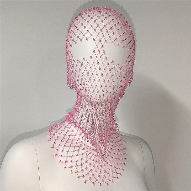 Meier Accessorize with a rhinestone elastic mesh headband - holiday carnival sparkling diamond face mask