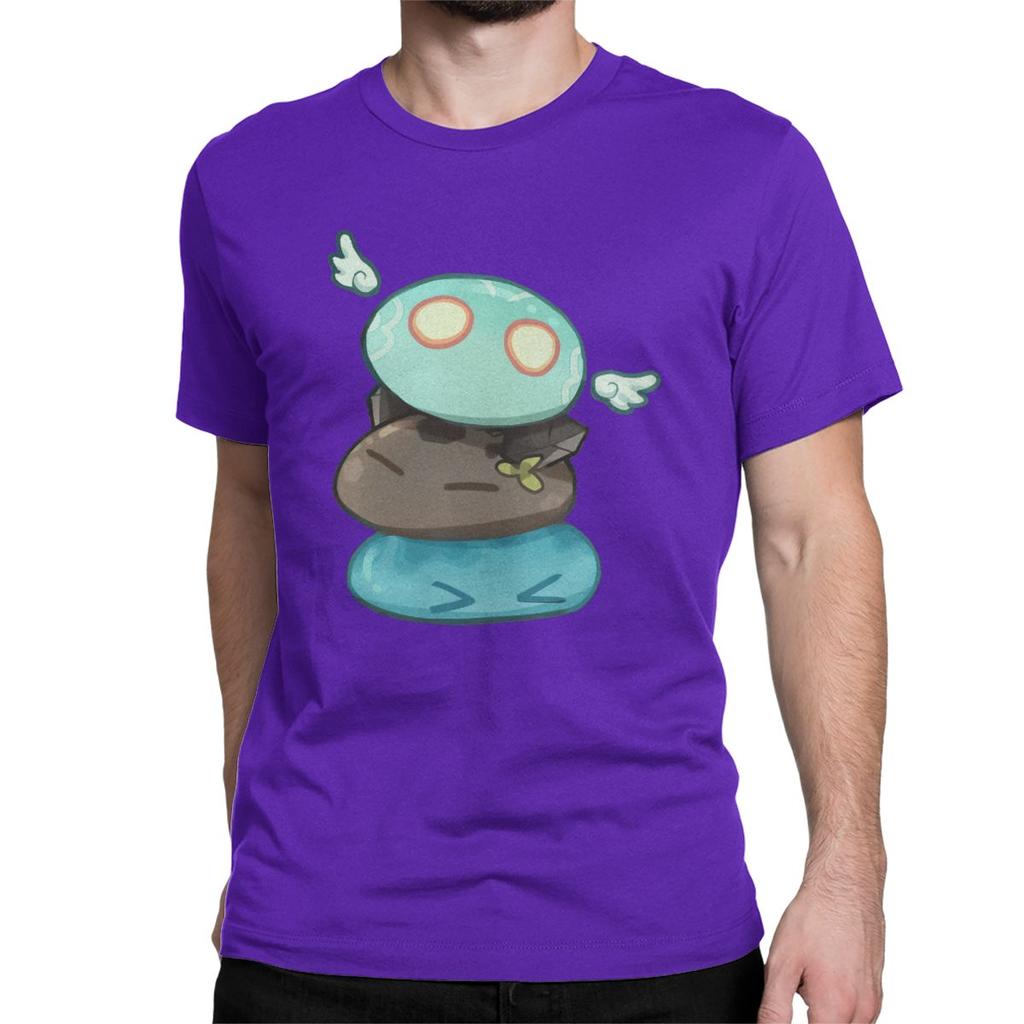 Anemo Hydro Slime Genshin Impact Slime Stack T Shirts Men S Cotton Vintage T Shirts