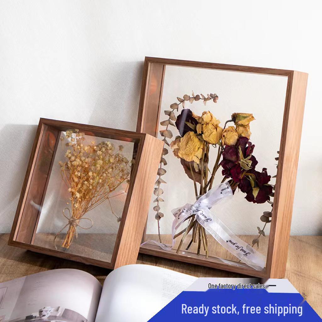 Double-Sided Transparent Dried Flower Photo Frame for Wall Hanging & Tabletop Display