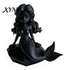 Minimalist Mermaid Sculpture 3D Printed Action Figure, Dark Gothic Style Figurine with Matte Black Finish, Movable Joints Fade-resistant Home Ornament