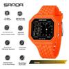 Sanda Creative Square Multifunctional Dual Display Student Watch - Countdown, Alarm, Waterproof, Trendy Electronic Timepiece.