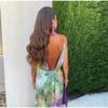 Fashion Elegant Print Dress Women Sexy Off Shoulder Backless Tie-dye Suspender Female Dresses 2 Piece Slash Neck Vacation Lady Robes