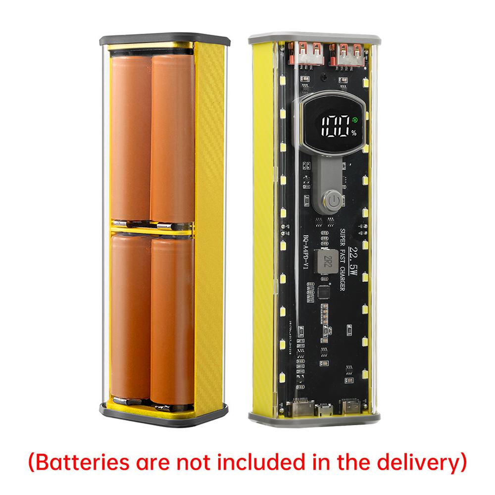DIY Power Bank Case Mecha Transparent Model Rechargeable Battery Case No Soldering 4pcs 21700 Battery Box