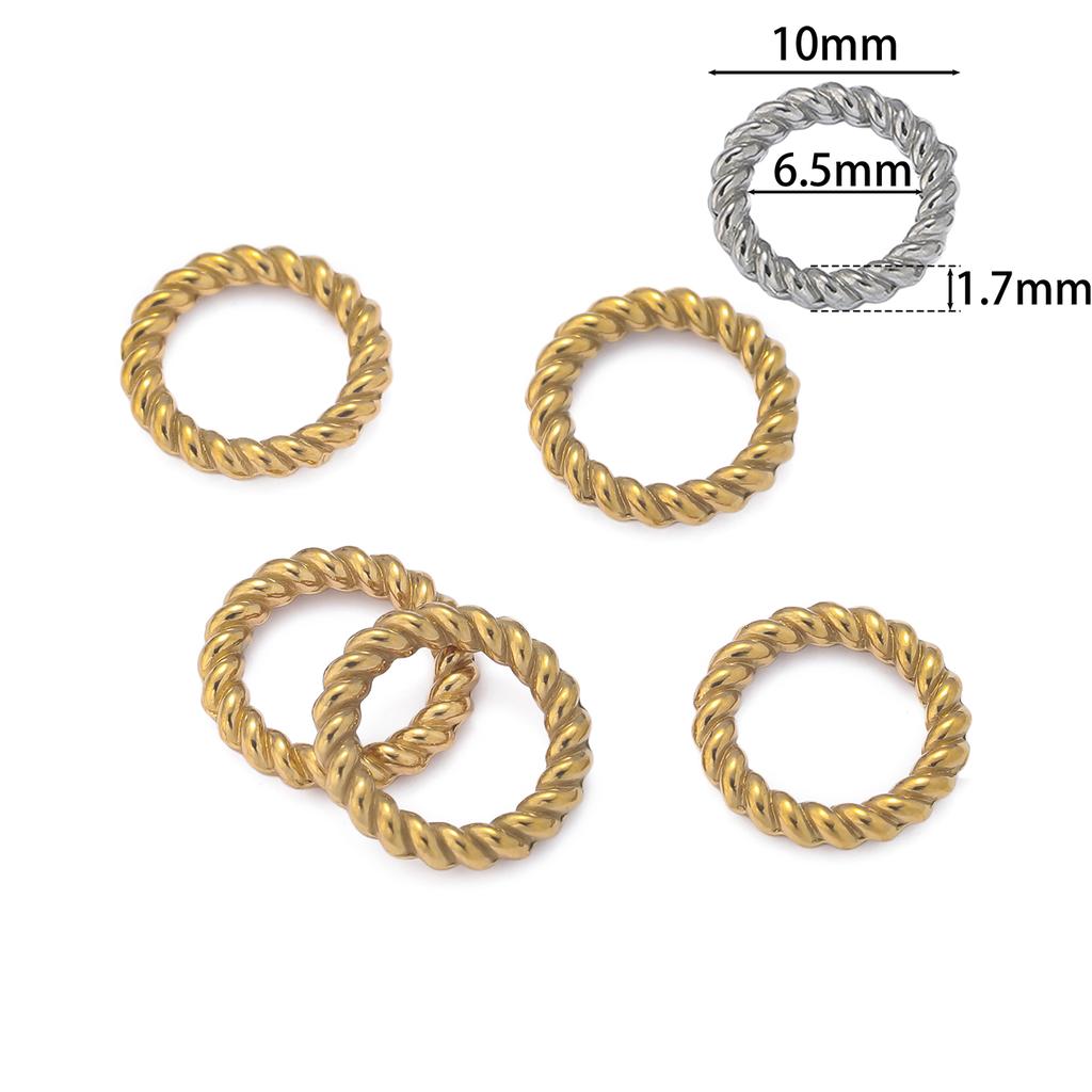 10Pcs Stainless Steel Twist Rope Circle Connector Closed Jump Rings Split Ring For Necklace Bracelets Jewelry Making Accessories