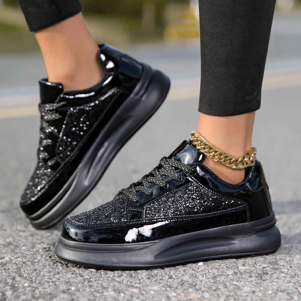 

New Outdoor Men S Casual Sport Bot Heightening Large Size Sequin Water Diamond Platform Breathable 37