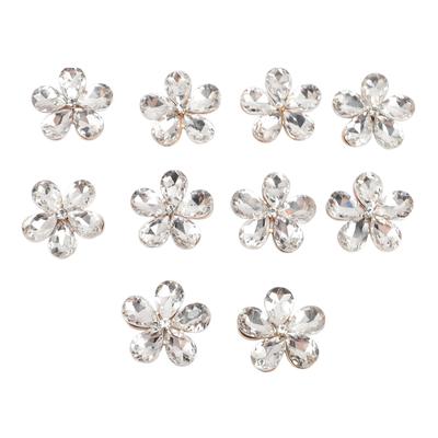 10Pcs Flower Rhinestones Flat Back Clear Flower Crystal Charm for Craft Face Painting Clothing Jewelry Production